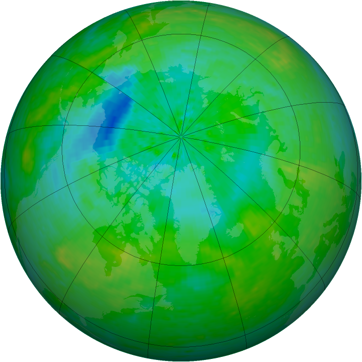 Arctic ozone map for 12 August 1990
